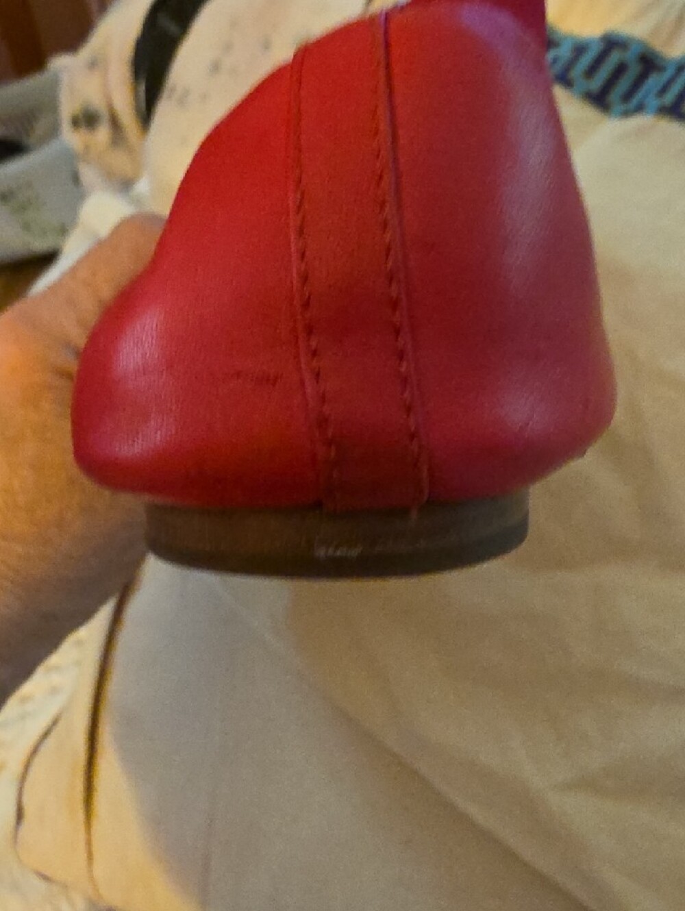 Tory Burch Red Leather Logo Ballet Flat - Picture 2 of 4